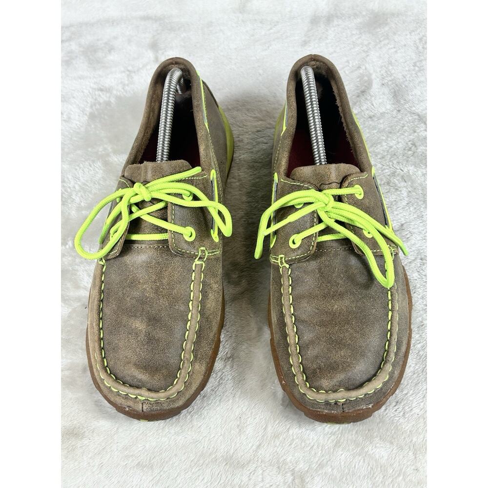Twisted X Shoes Women’s Sz 9 M Bomber Neon Green Driving Mocs Boat WDM0010 - Picture 4 of 7